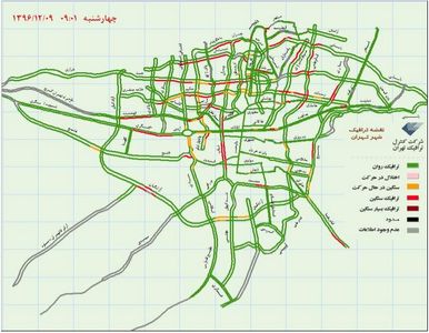 وضعیت هم‌اکنون ترافیکی شهر تهران +نقشه