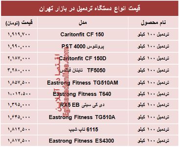 قیمت انواع تردمیل در بازار چند؟ +جدول