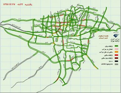 وضعیت ترافیک اکنون تهران +نقشه