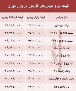 خودروهای گازسوز  بازار چند؟ +جدول