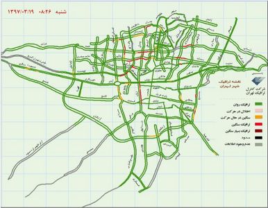 وضعیت ترافیک شهر تهران +نقشه