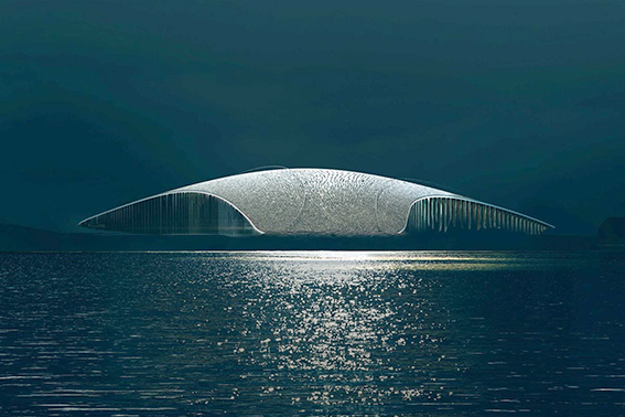 طراحی سازة الهام گرفته از نهنگ در کناره اقیانوس